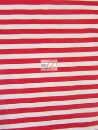 Poly Cotton 1/2 Inch Stripe Fabric  / Red/White / Sold By The Yard