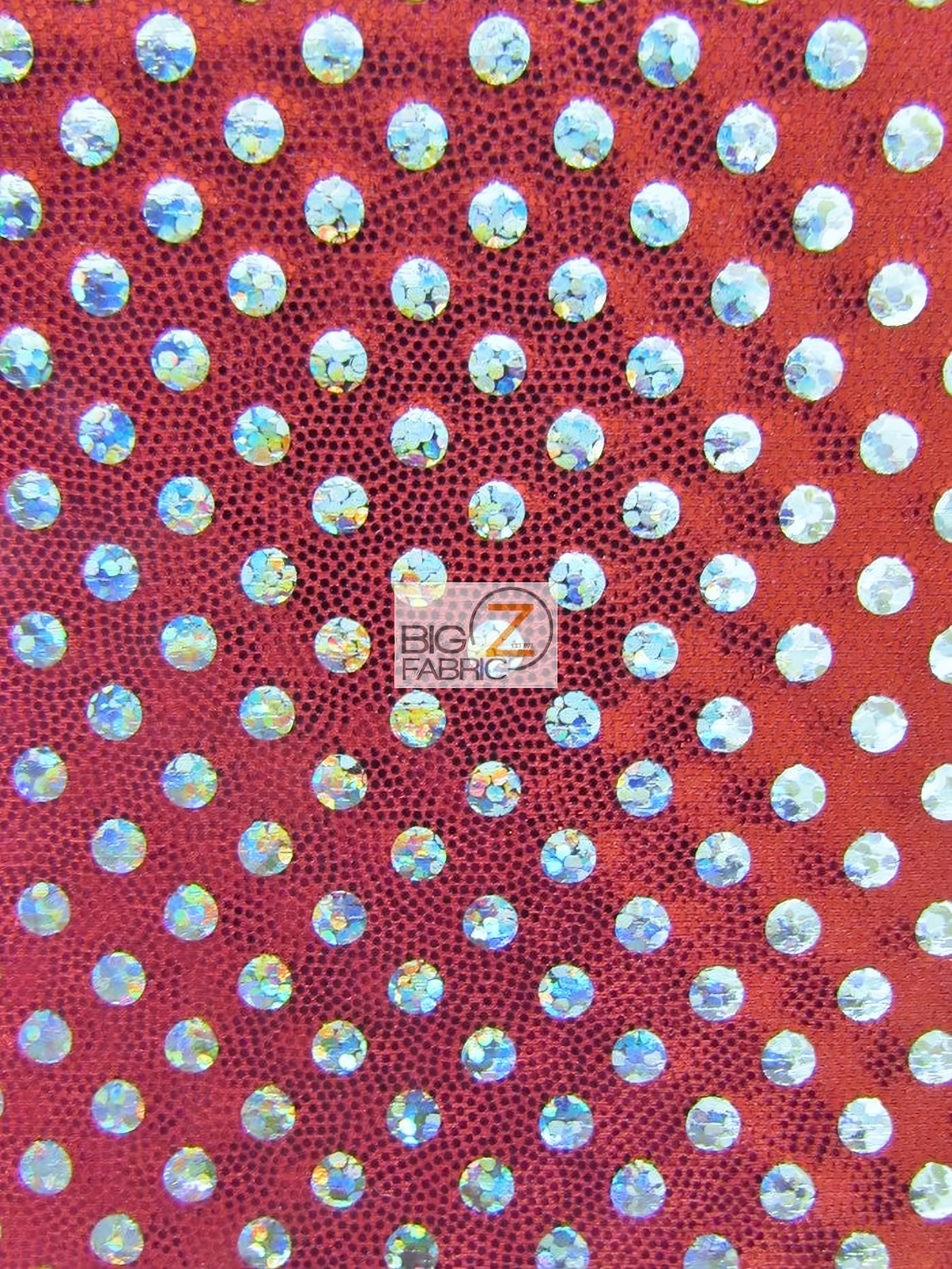 Small Polka Dot Lustrous Nylon Spandex Costume Fabric / Red / Sold By