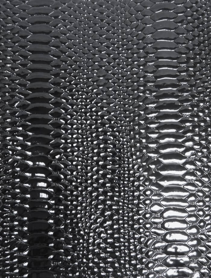 Mamba Black Shiny 3D Serpent Snake Embossed Vinyl Fabric / Sold by the Yard - 0