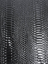 Mamba Black Shiny 3D Serpent Snake Embossed Vinyl Fabric / Sold by the Yard