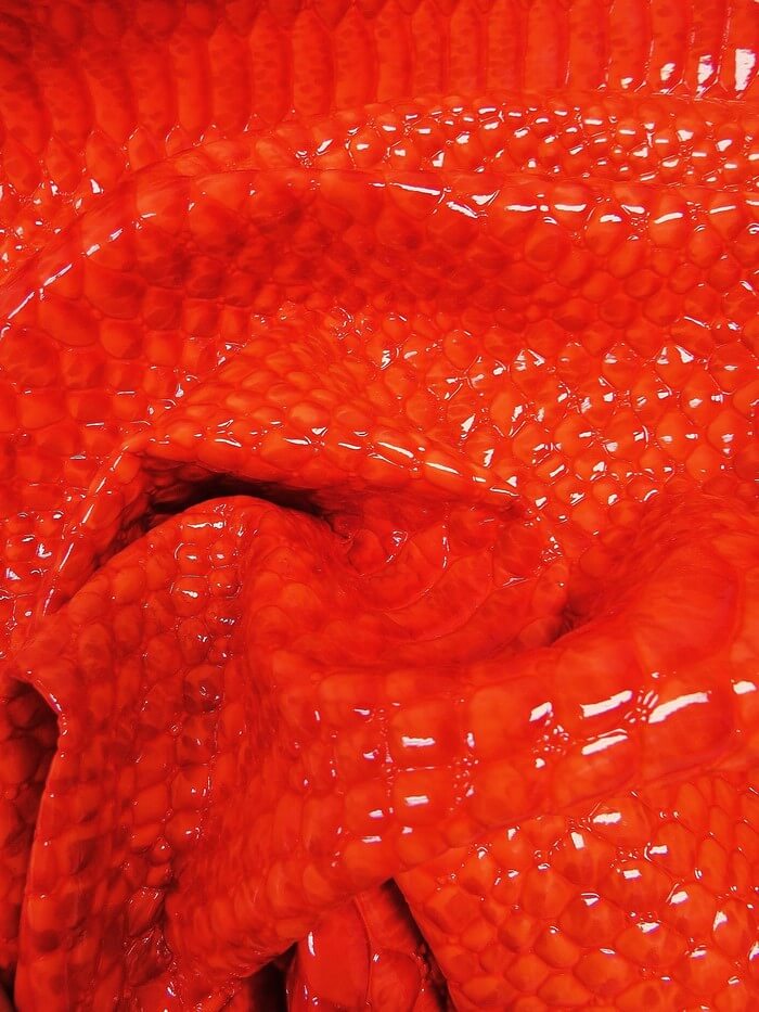 Blood Red Shiny 3D Serpent Snake Embossed Vinyl Fabric / Sold by the Yard