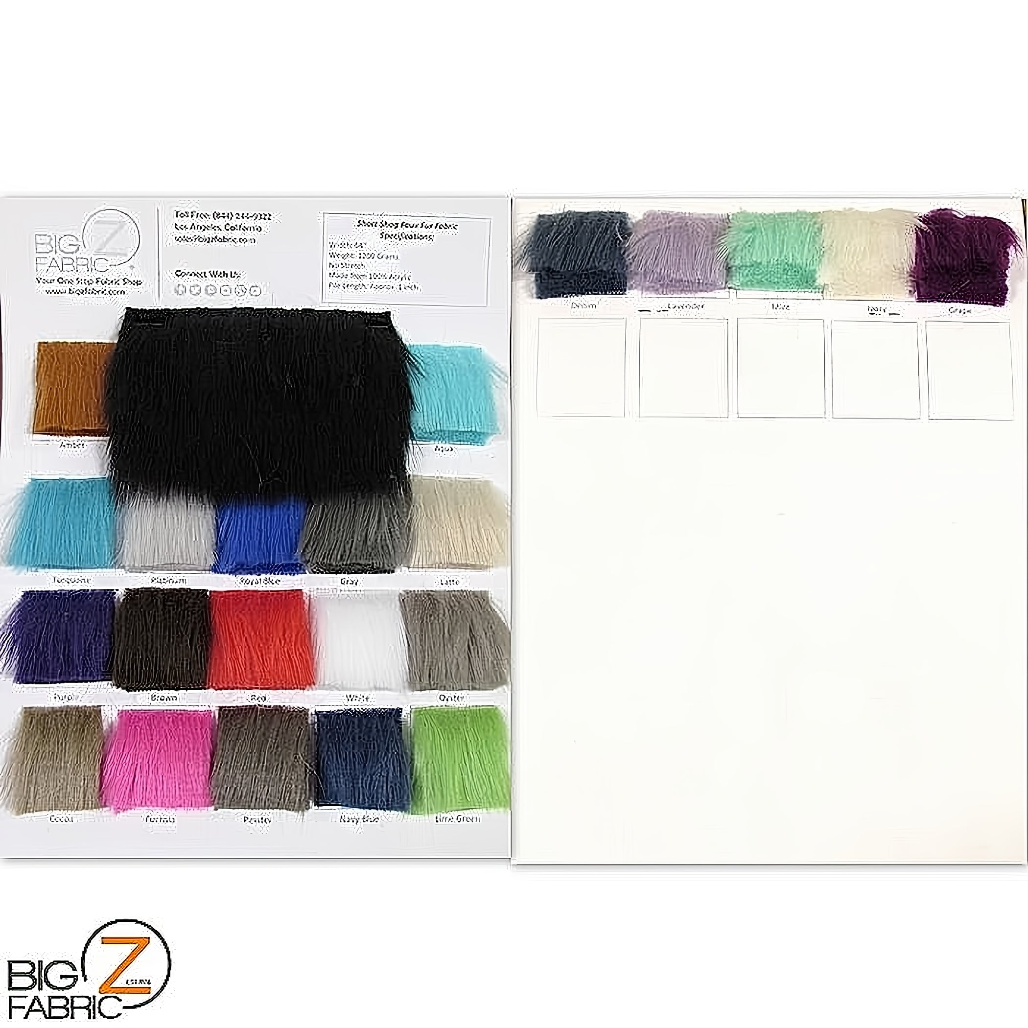 Ecoshag Short Shag Faux Fur Fabric - Big Z Color Card