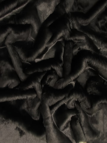 Short Shag Faux Fur Fabric / Black / Sold By The Yard (Second Quality Goods)