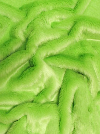 Short Shag Faux Fur Fabric / Lime Green / Sold By The Yard