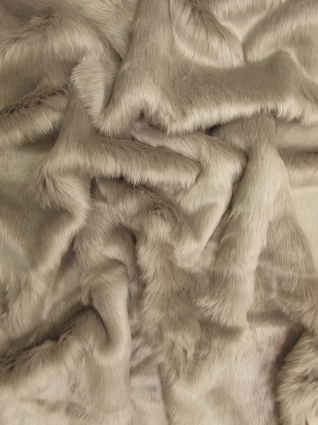 Short Shag Faux Fur Fabric Oyster by the Yard | Big Z Fabric