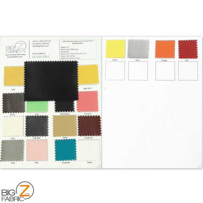 Solid Soft Vinyl Fabric - COLOR CARD