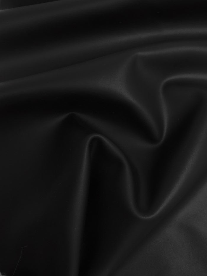 Black Solid Vegan Stretch Anti-Stain Soft Silicone Vinyl Fabric / Sold by the Yard