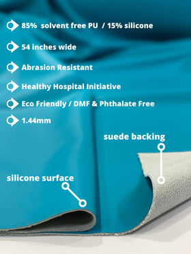 Solid Vegan Stretch Anti-Stain Soft Silicone Vinyl Fabric / Turquoise / By The Roll - 30 Yards