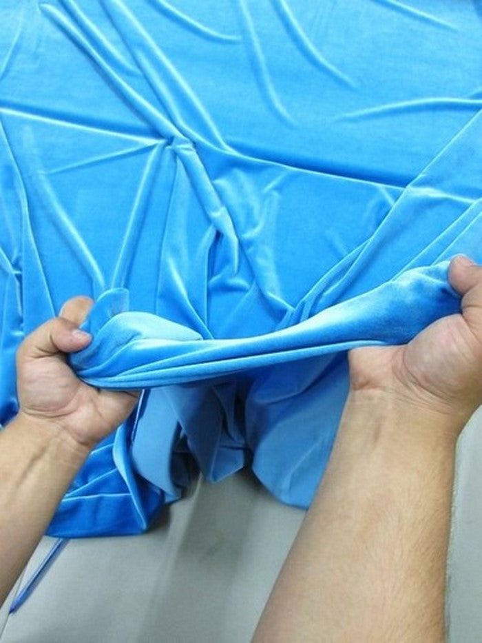 Stretch Velvet Velour Spandex 360 Grams Costume Fabric / Baby Blue / Sold By The Yard