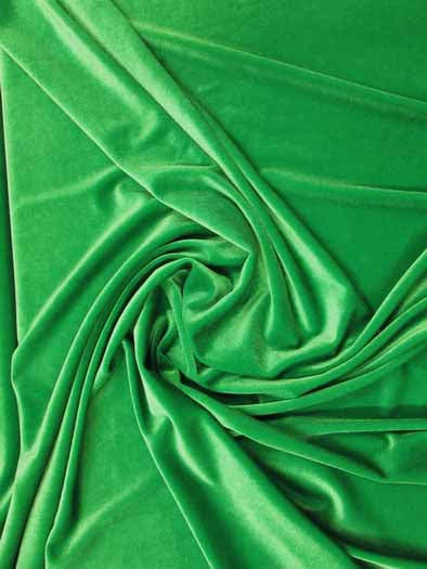 Stretch Velvet Velour Spandex 360 Grams Costume Fabric / Kelly Green / Sold By The Yard