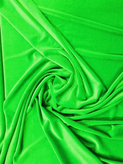 Stretch Velvet Velour Spandex 360 Grams Costume Fabric / Lime Green / Sold By The Yard