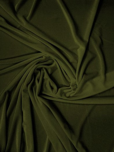 Stretch Velvet Velour Spandex 360 Grams Costume Fabric / Olive / Sold By The Yard