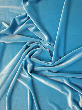 Stretch Velvet Velour Spandex 360 Grams Costume Fabric / Turquoise / Sold By The Yard