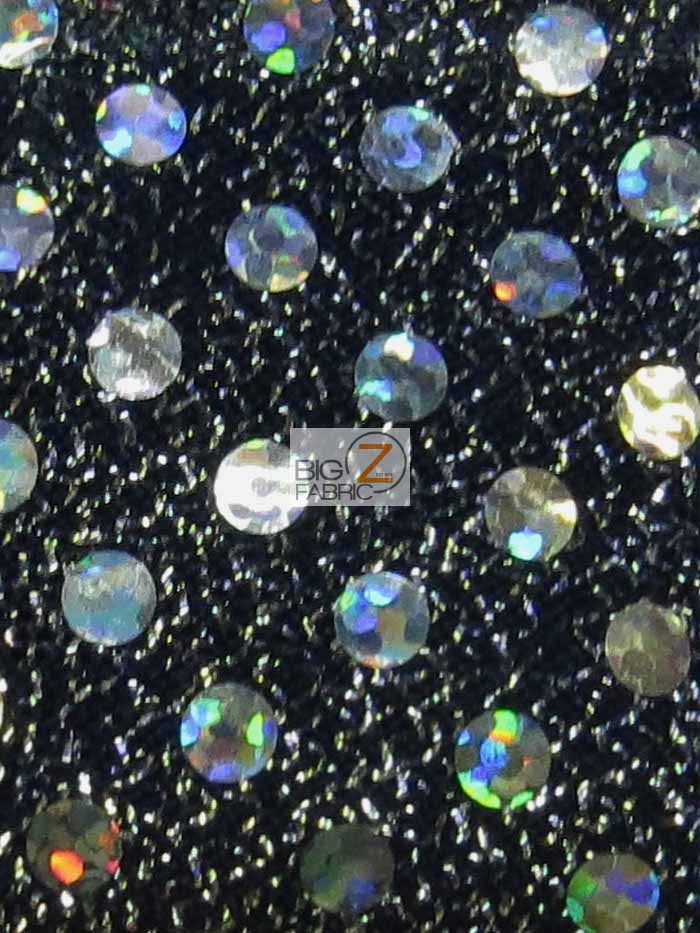 Small Confetti Dot Sequin Fabric / Black/Silver / Sold By The Yard