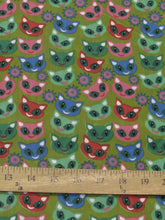 Poly Cotton Printed Fabric Halloween Cats / Olive / Sold By The Yard