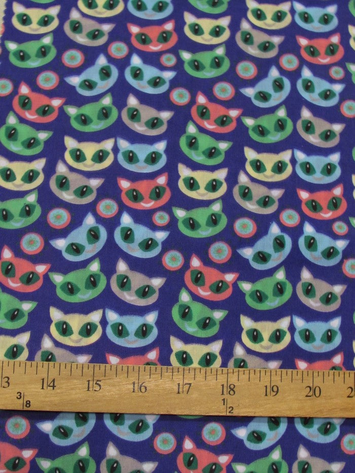 Poly Cotton Printed Fabric Halloween Cats / Purple / Sold By The Yard