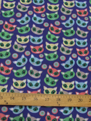 Poly Cotton Printed Fabric Halloween Cats / Purple / Sold By The Yard