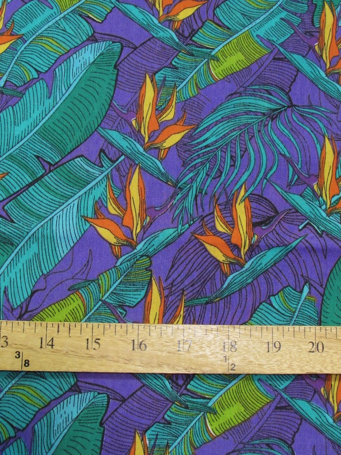 Poly Cotton Printed Fabric Island Breeze / Purple / Sold By The Yard