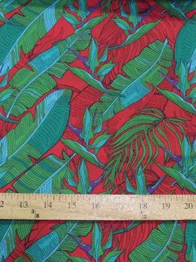 Poly Cotton Printed Fabric Island Breeze / Red / Sold By The Yard