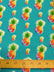 Poly Cotton Printed Fabric Fruit Pineapple / Turquoise / Sold By The Yard