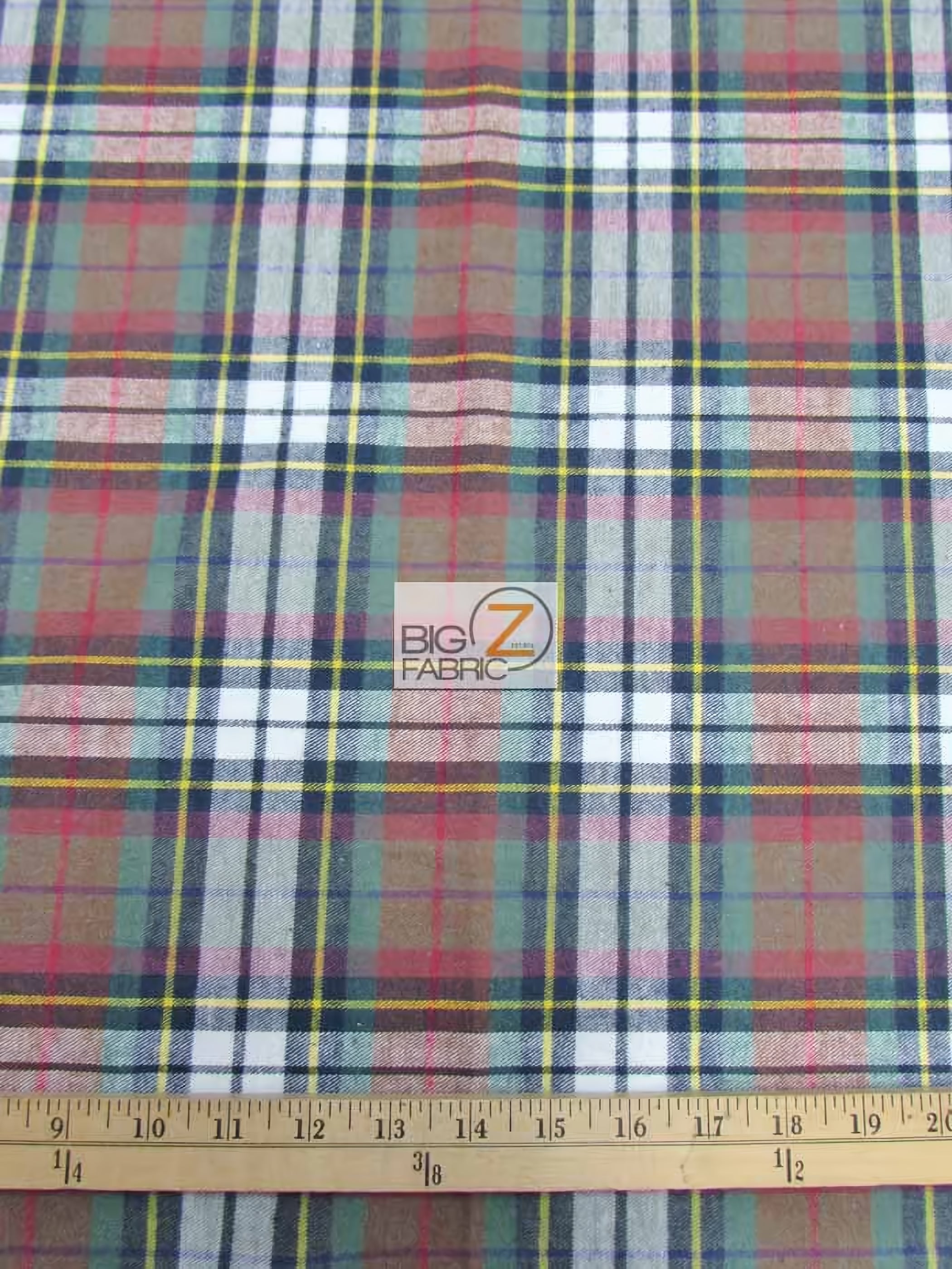 Tartan Plaid Uniform Apparel Flannel Fabric / Red/Blue / 30 Yard Roll