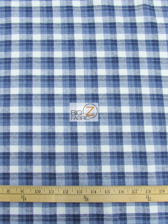 Tartan Plaid Uniform Apparel Flannel Fabric / Blue/White / 30 Yard Roll