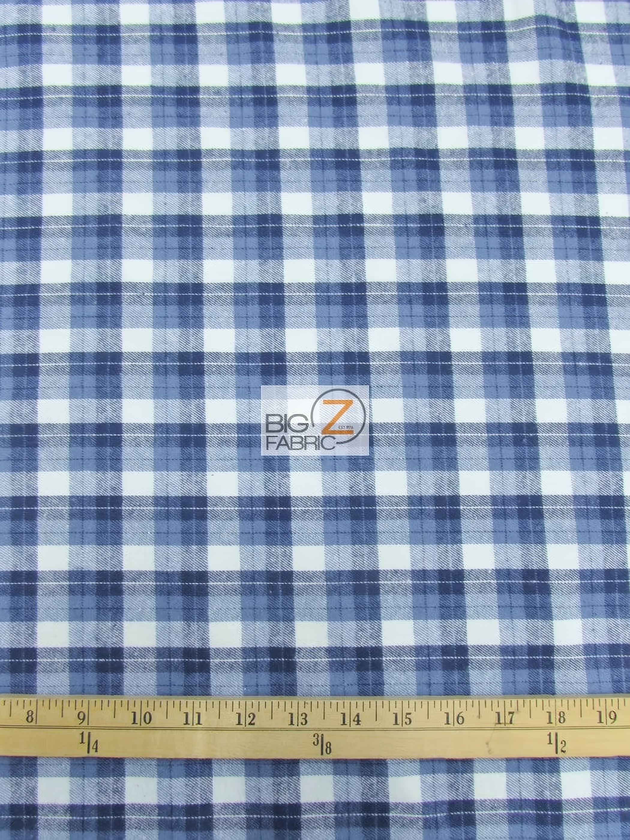 Tartan Plaid Uniform Apparel Flannel Fabric / Blue/White / 30 Yard Roll