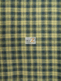 Tartan Plaid Uniform Apparel Flannel Fabric / Khaki/Blue / 30 Yard Roll