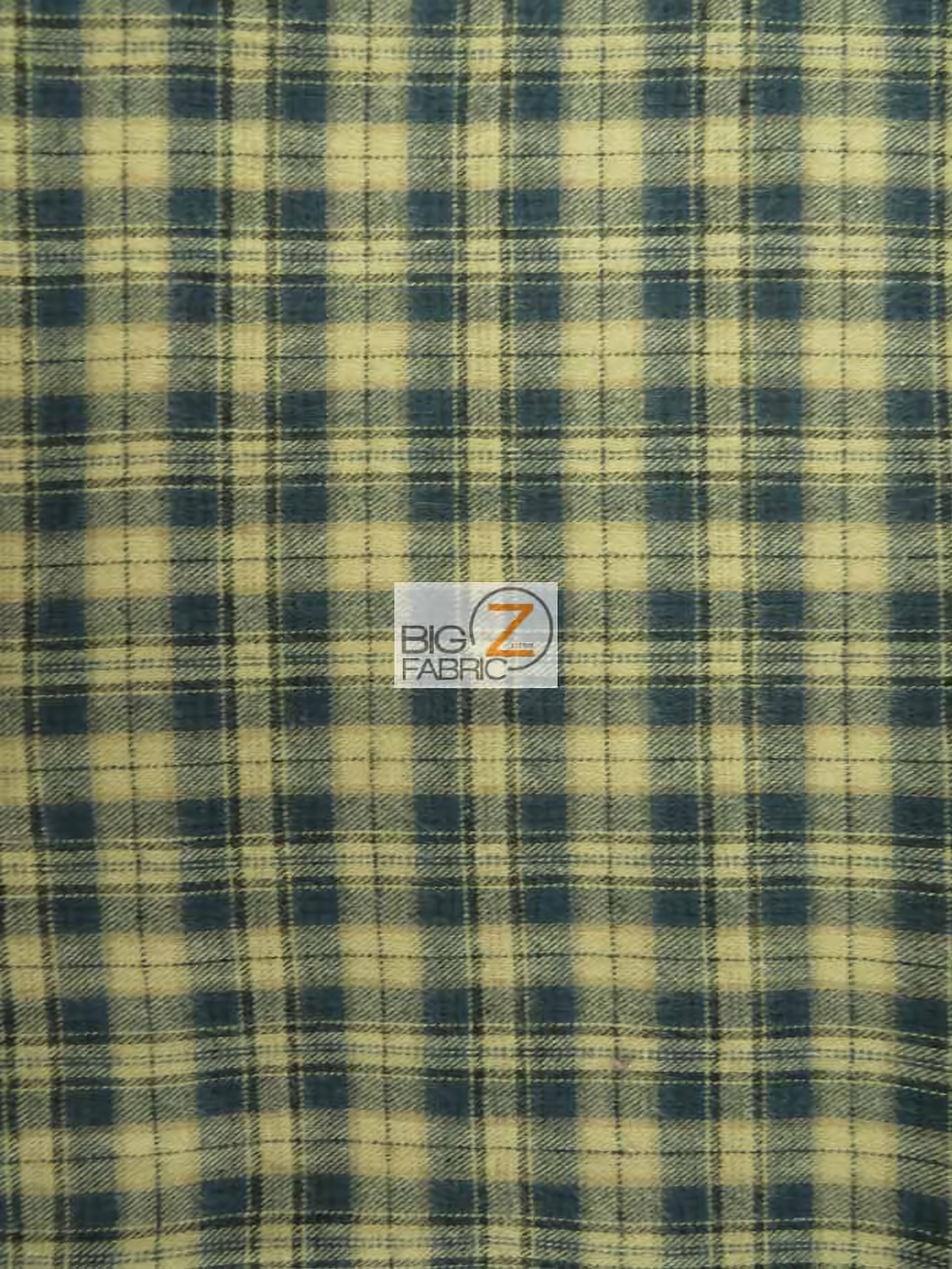 Tartan Plaid Uniform Apparel Flannel Fabric / Khaki/Blue / 30 Yard Roll