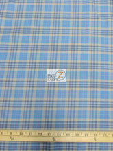 Tartan Plaid Uniform Apparel Flannel Fabric / Aqua/Khaki / 30 Yard Roll