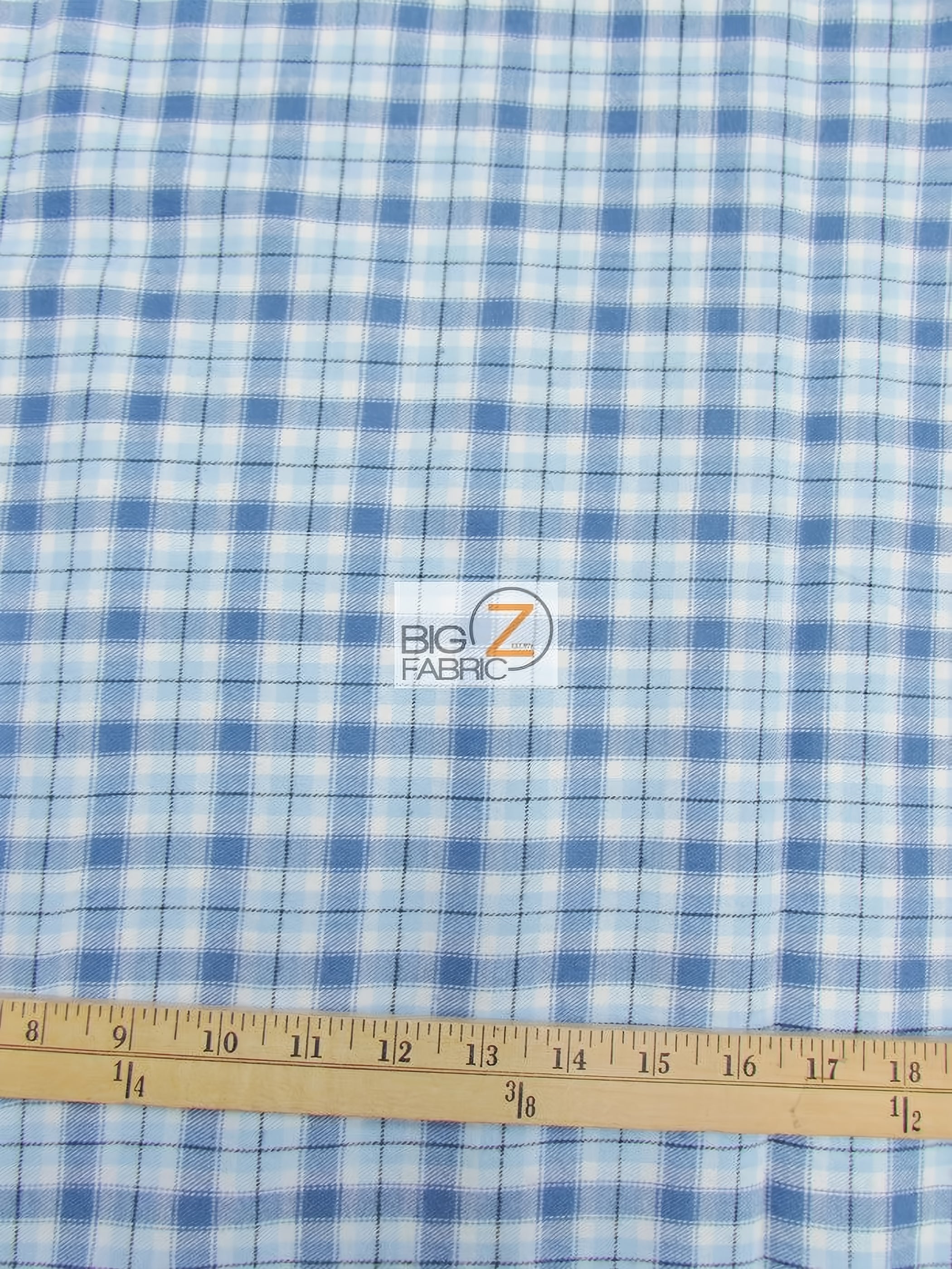 Tartan Plaid Uniform Apparel Flannel Fabric / Light Blue / 30 Yard Roll