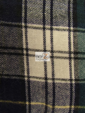 Tartan Plaid Uniform Apparel Flannel Fabric / Blue/Green/White / 30 Yard Roll