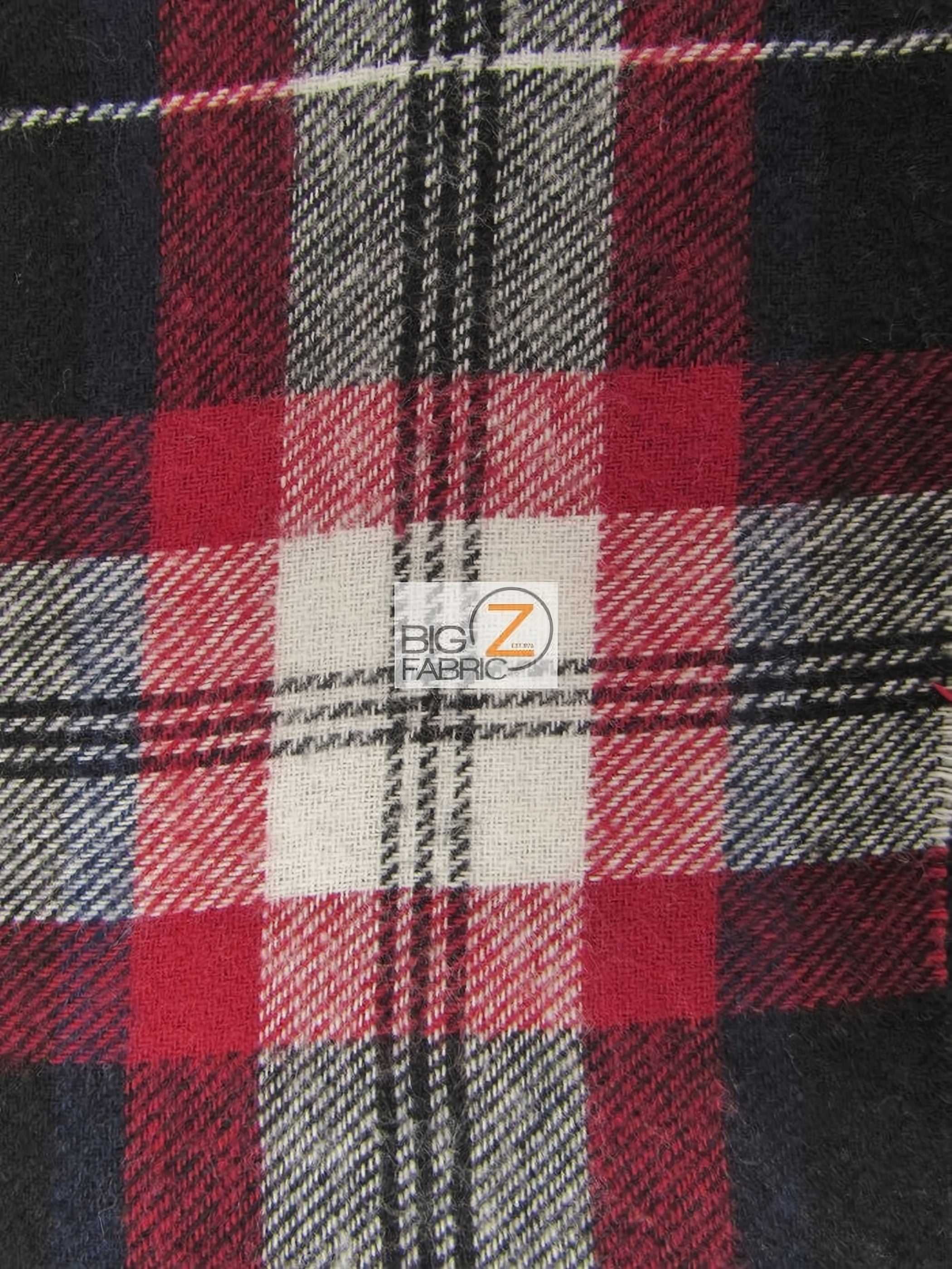 Tartan Plaid Uniform Apparel Flannel Fabric / Black/Red/White / 30 Yard Roll