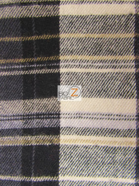 Tartan Plaid Uniform Apparel Flannel Fabric / Gray/Black/Yellow / 30 Yard Roll