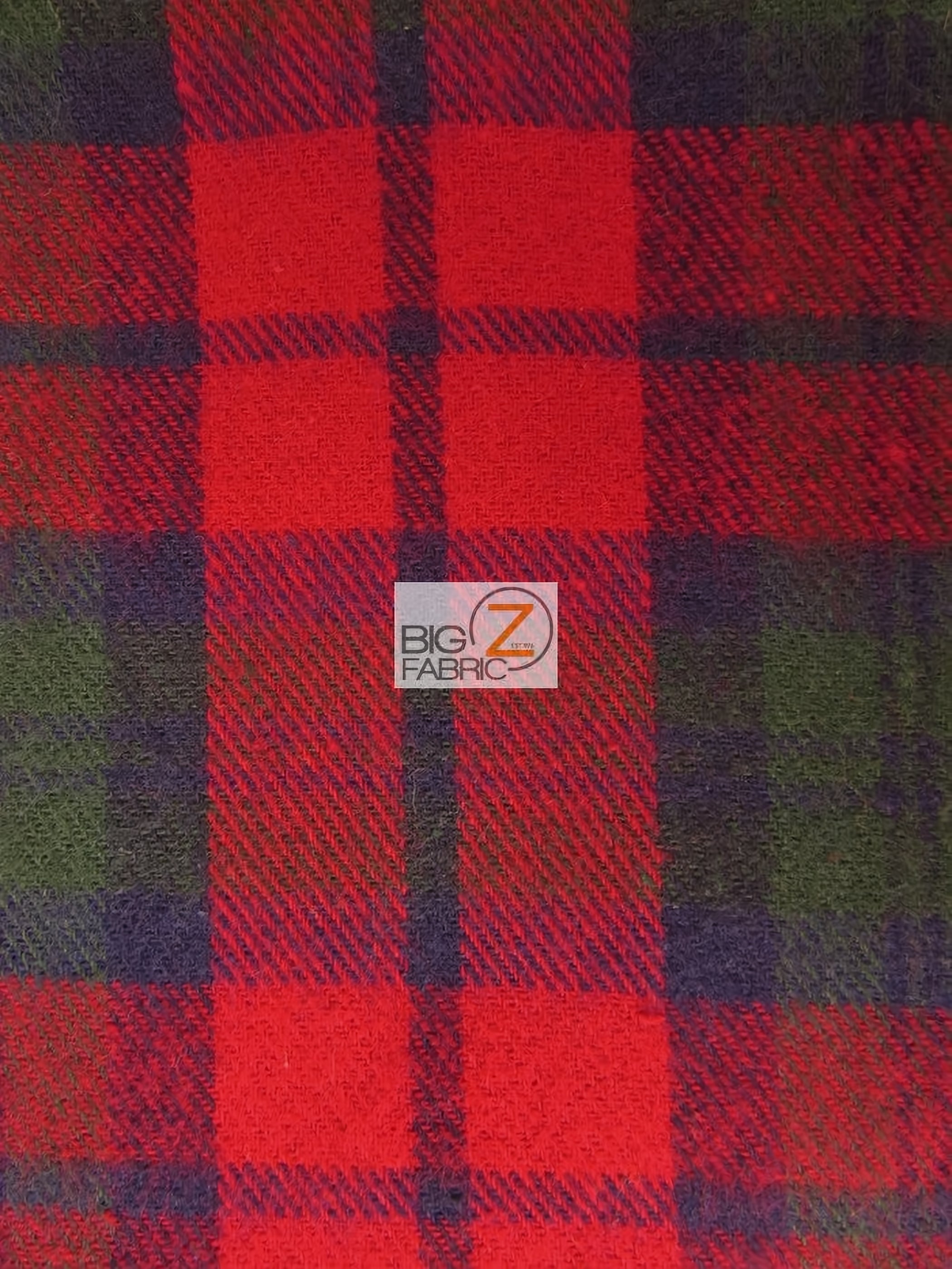 Tartan Plaid Uniform Apparel Flannel Fabric / Red/Green/Blue / 30 Yard Roll