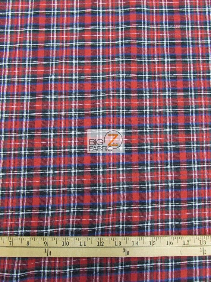 Tartan Plaid Uniform Apparel Flannel Fabric / Red/Black / 30 Yard Roll