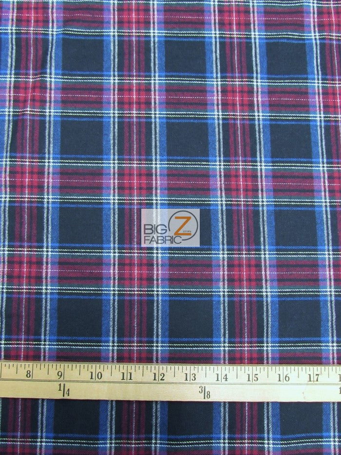 Tartan Plaid Uniform Apparel Flannel Fabric / Black/Red / 30 Yard Roll