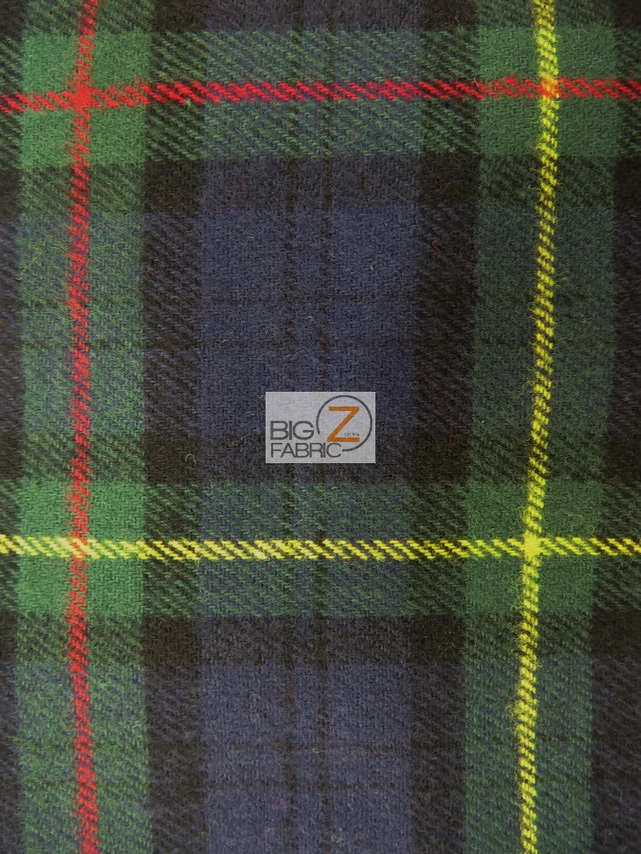 Tartan Plaid Uniform Apparel Flannel Fabric / Navy/Green / 30 Yard Roll