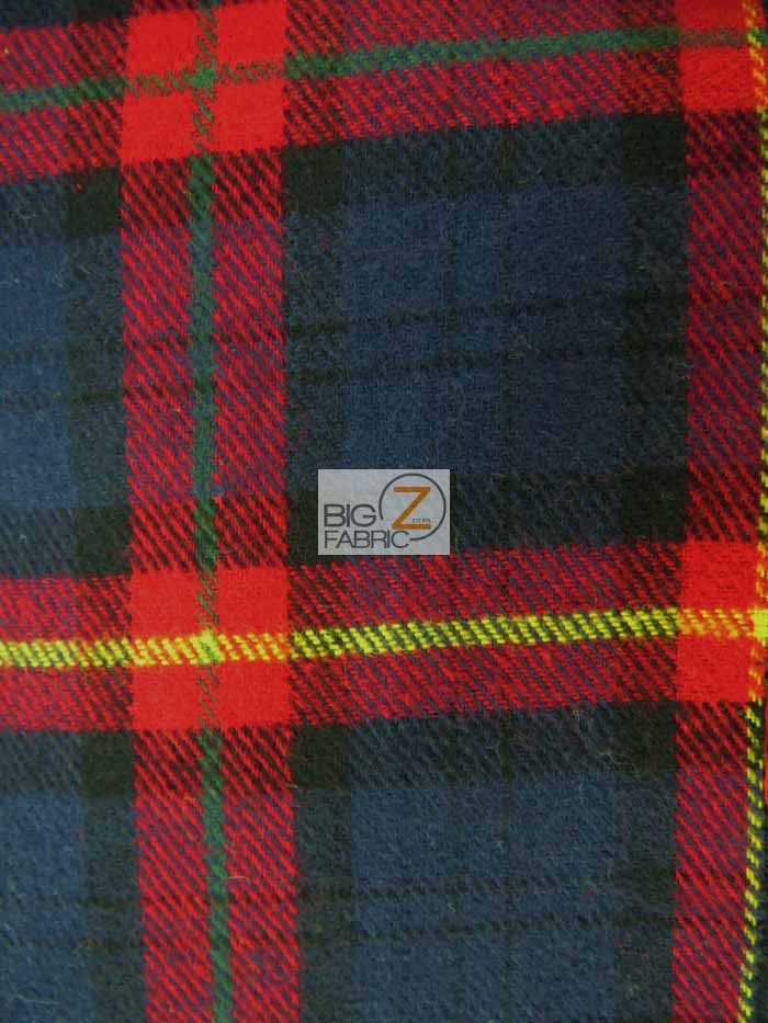 Tartan Plaid Uniform Apparel Flannel Fabric / Navy/Red 2 / 30 Yard Roll