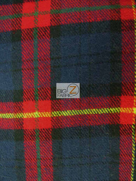 Tartan Plaid Uniform Apparel Flannel Fabric / Navy/Red 2 / 30 Yard Roll