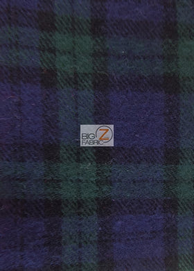 Tartan Plaid Uniform Apparel Flannel Fabric / Navy/Hunter / 30 Yard Roll