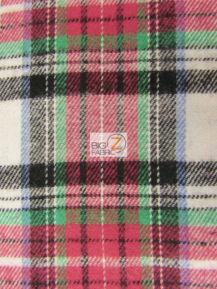 Tartan Plaid Uniform Apparel Flannel Fabric / White/Red / 30 Yard Roll