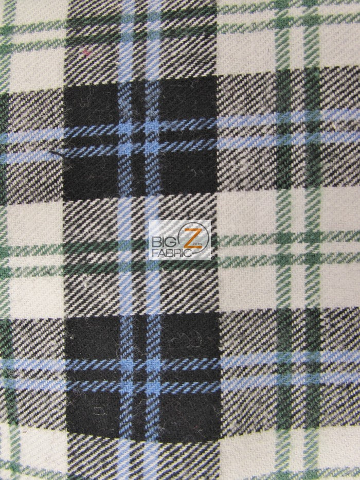 Tartan Plaid Uniform Apparel Flannel Fabric / White/Black / 30 Yard Roll