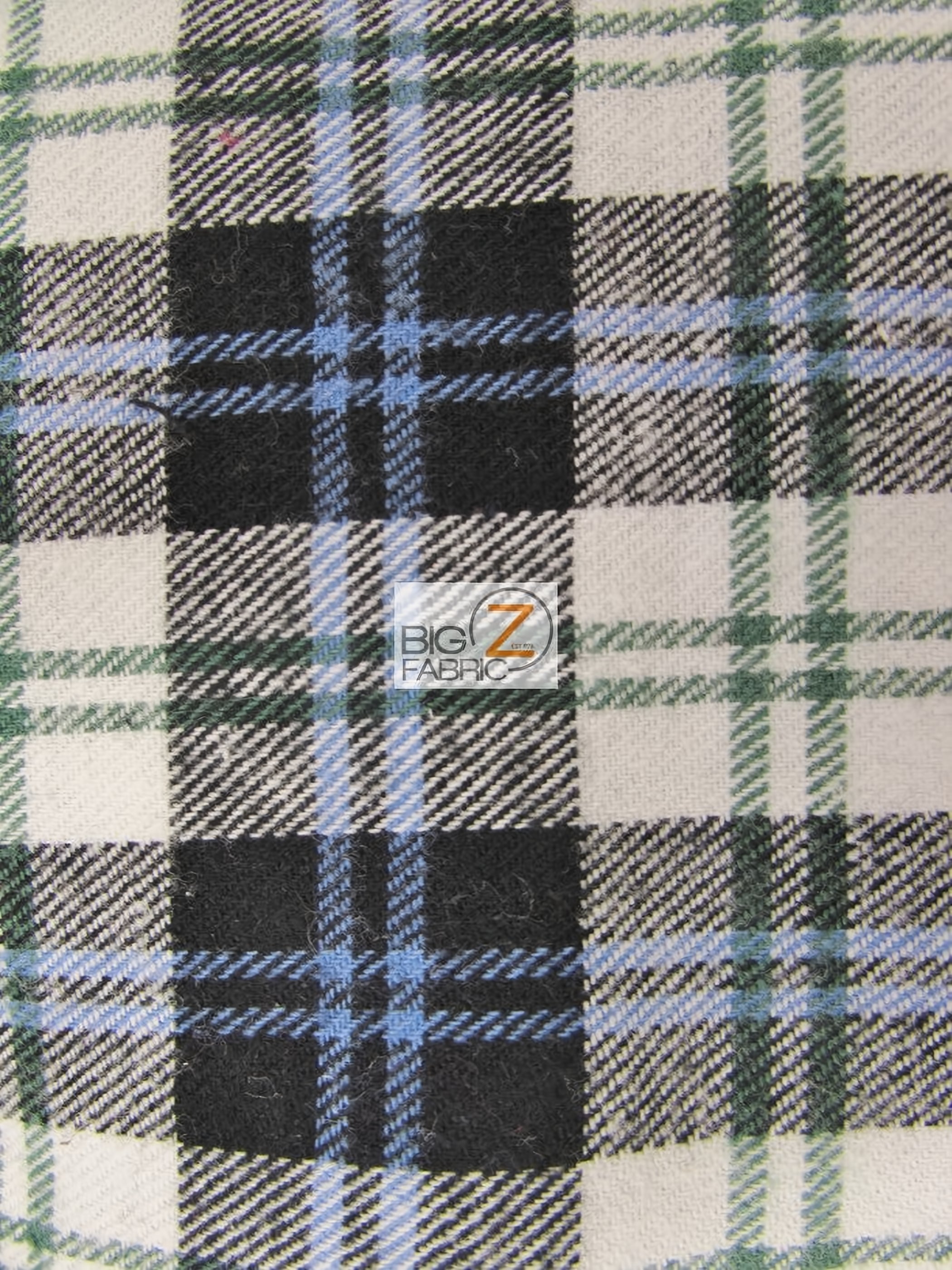 Tartan Plaid Uniform Apparel Flannel Fabric / White/Black / 30 Yard Roll