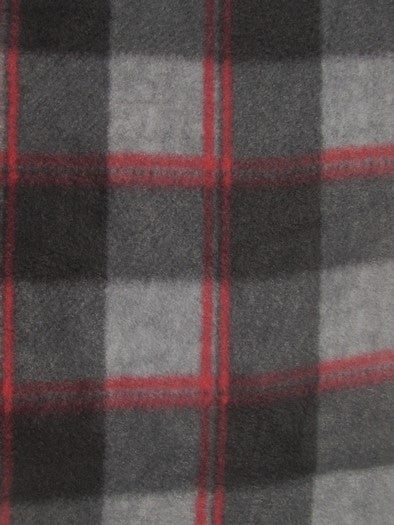 Tartan Plaid Polar Fleece Fabric / Red/Black / Sold By The Yard