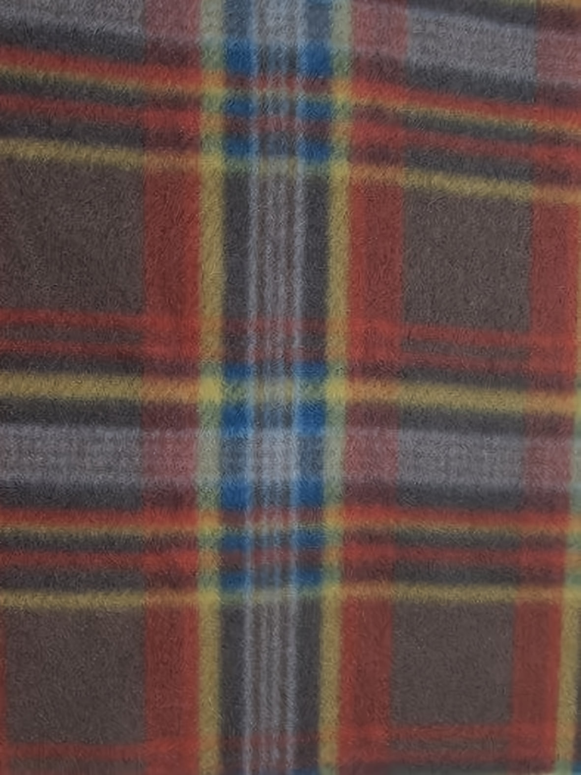 Tartan Plaid Polar Fleece Fabric / Orange/Brown / Sold By The Yard