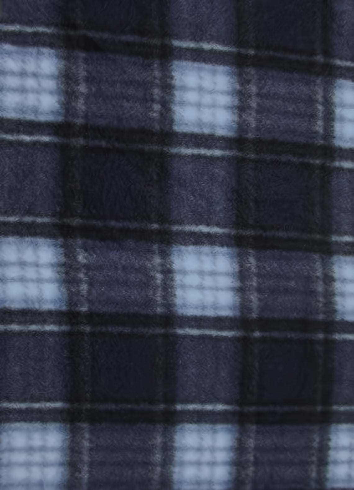 Tartan Plaid Polar Fleece Fabric / Navy/White / Sold By The Yard