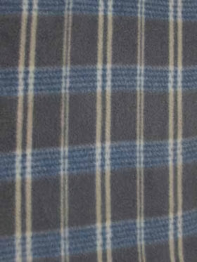 Tartan Plaid Polar Fleece Fabric / Blue/Gray / Sold By The Yard