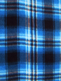 Tartan Plaid Polar Fleece Fabric / Blue/Black / Sold By The Yard