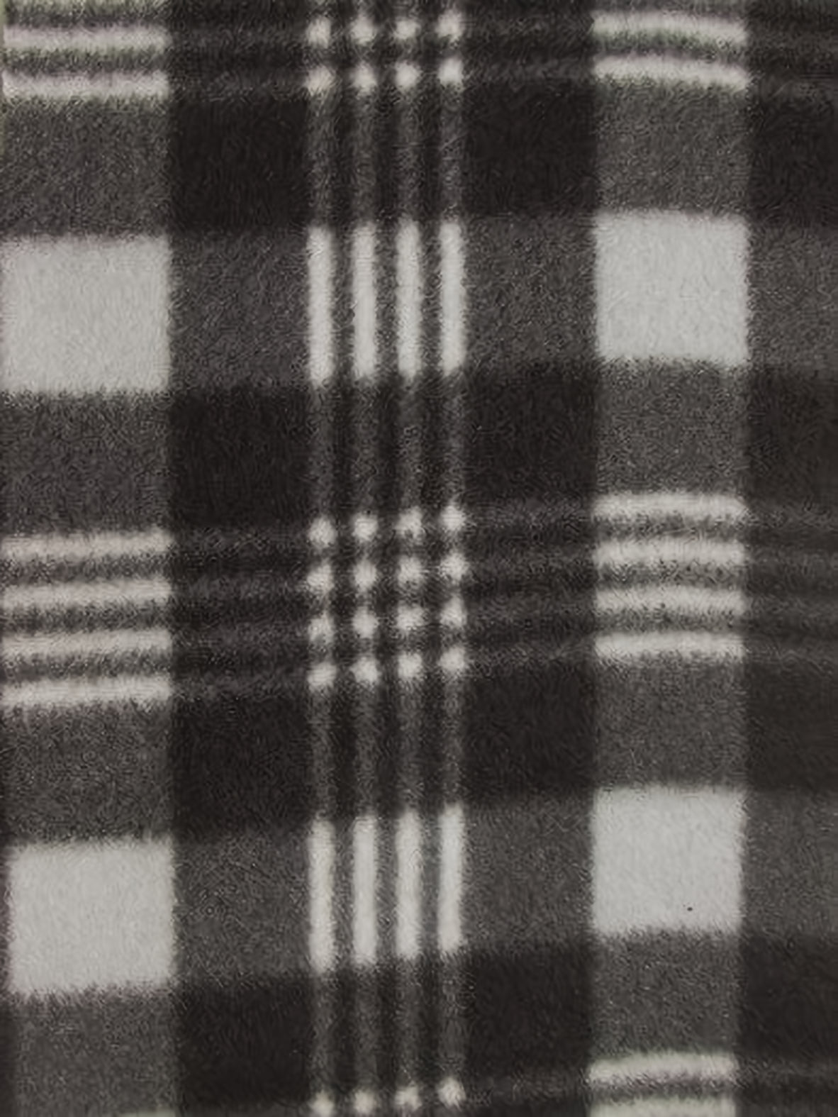 Tartan Plaid Polar Fleece Fabric / Black/Gray / Sold By The Yard